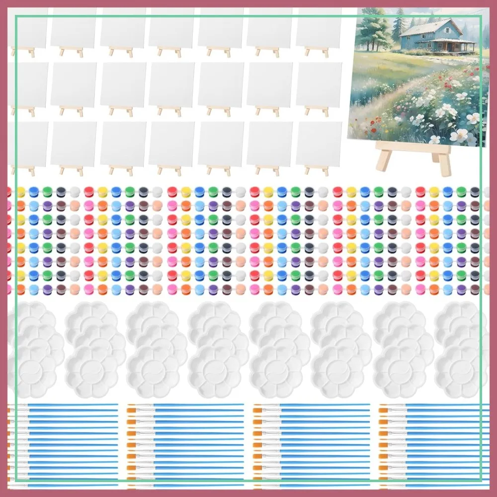 24 Pack 8x8 Inch Canvas Boards with Easels, Acrylic Paint Strips, Palettes, Brushes Painting Kit for Kids Adults Beginners
24 Pack 8x8 Inch Canvas Boards with Easels, Acrylic Paint Strips, Palettes, Brushes Painting Kit for Kids Adults Beginners