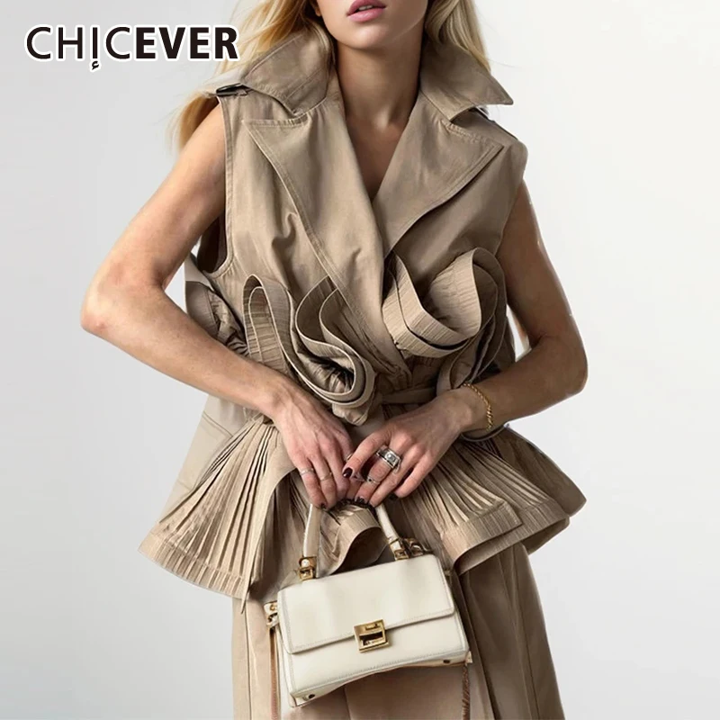 CHICEVE Vintage Patchwork Lace Up Shirt For Women Lapel Sleeveless Temperament Solid Designer Spliced Ruffled Blouses Female
CHICEVE Vintage Patchwork Lace Up Shirt For Women Lapel Sleeveless Temperament Solid Designer Spliced Ruffled Blouses Female
