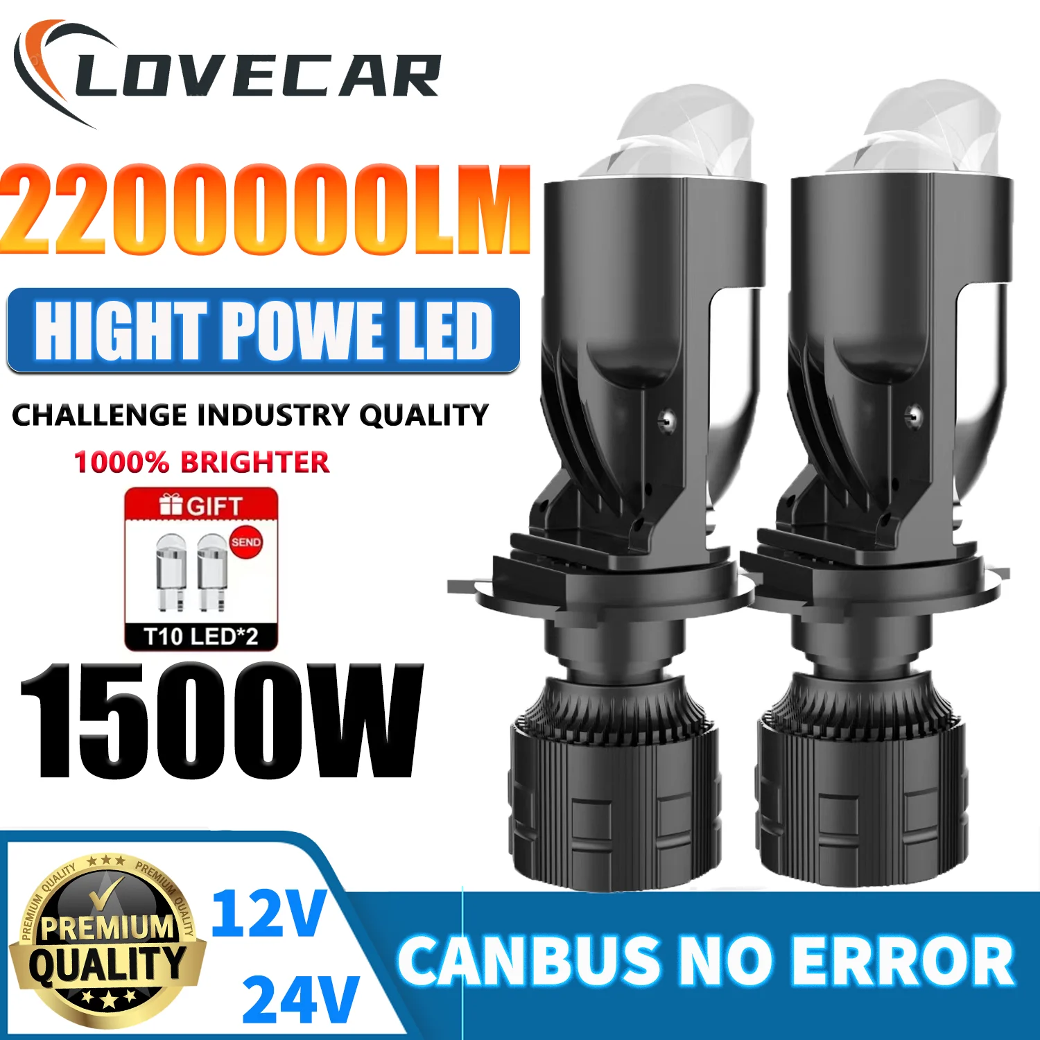 LOVECAR Auto Lamp Projector Lens Bulb H4 High Power 1500W Canbus Double Lens Lighthouse Lens Canbus 12V 24V for High/Low Beam
LOVECAR Auto Lamp Projector Lens Bulb H4 High Power 1500W Canbus Double Lens Lighthouse Lens Canbus 12V 24V for High/Low Beam