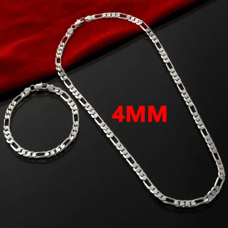 New 925 Sterling Silver Noble 4mm Chain For Women Men Bracelet Necklace Jewelry Set Lady Christma Gifts Charms Wedding
New 925 Sterling Silver Noble 4mm Chain For Women Men Bracelet Necklace Jewelry Set Lady Christma Gifts Charms Wedding