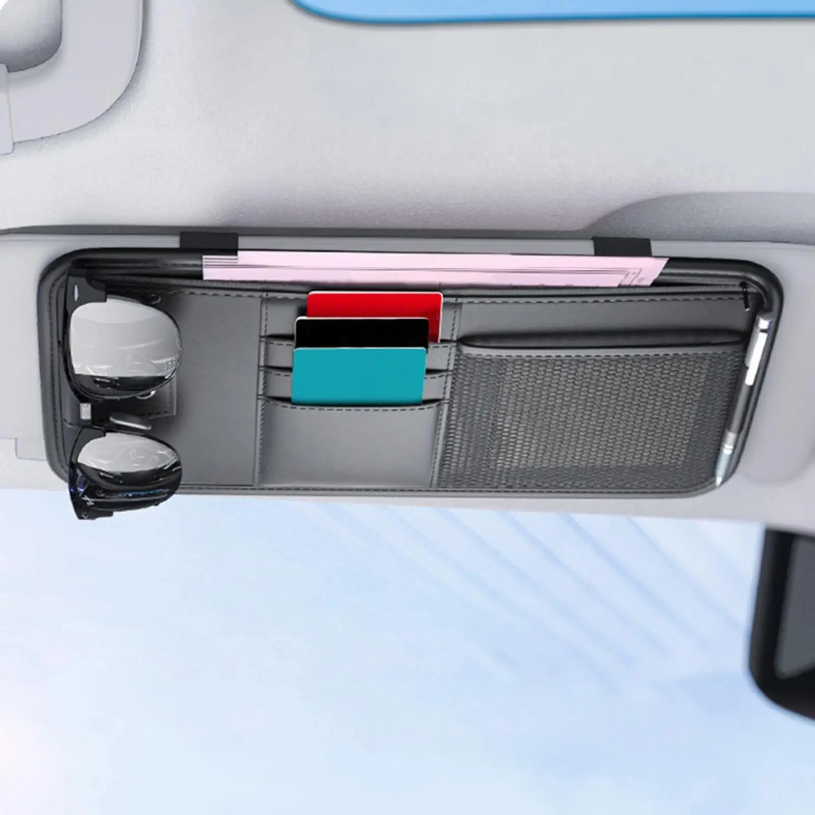 Car Sun Visor Organizer Multi Compartment Auto Interior Storage Pouch Holder Card License Insurance Case for Truck Vehicle
Car Sun Visor Organizer Multi Compartment Auto Interior Storage Pouch Holder Card License Insurance Case for Truck Vehicle