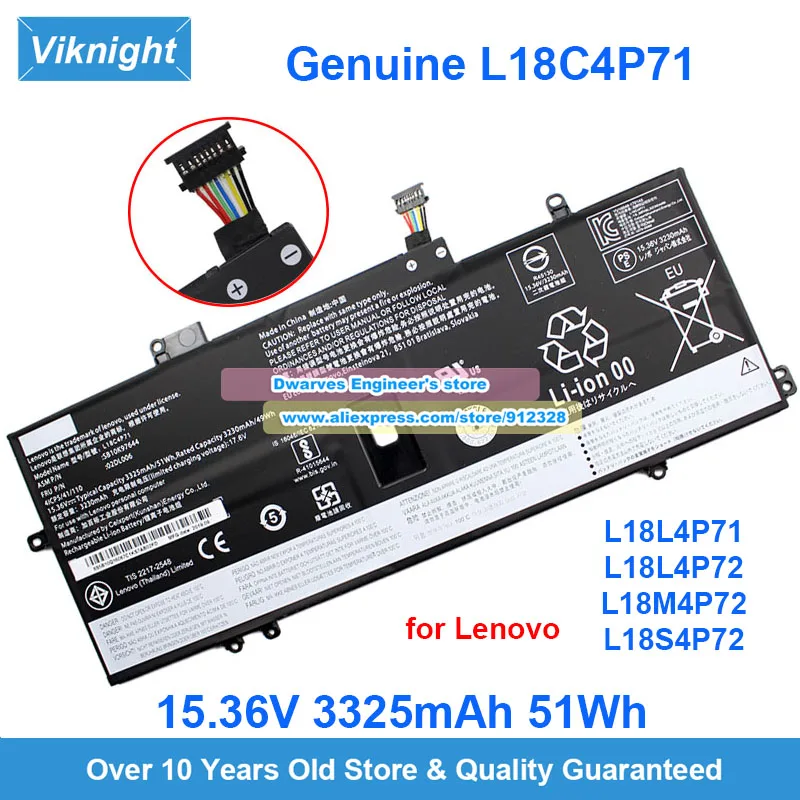 Genuine L18C4P71 L18L4P71 Battery L18M4P72 15.36V 3325mAh 51Wh for Lenovo Carbon X1C 2019 ThinkPad X1C 2019 X1 Carbon Gen 7
Genuine L18C4P71 L18L4P71 Battery L18M4P72 15.36V 3325mAh 51Wh for Lenovo Carbon X1C 2019 ThinkPad X1C 2019 X1 Carbon Gen 7