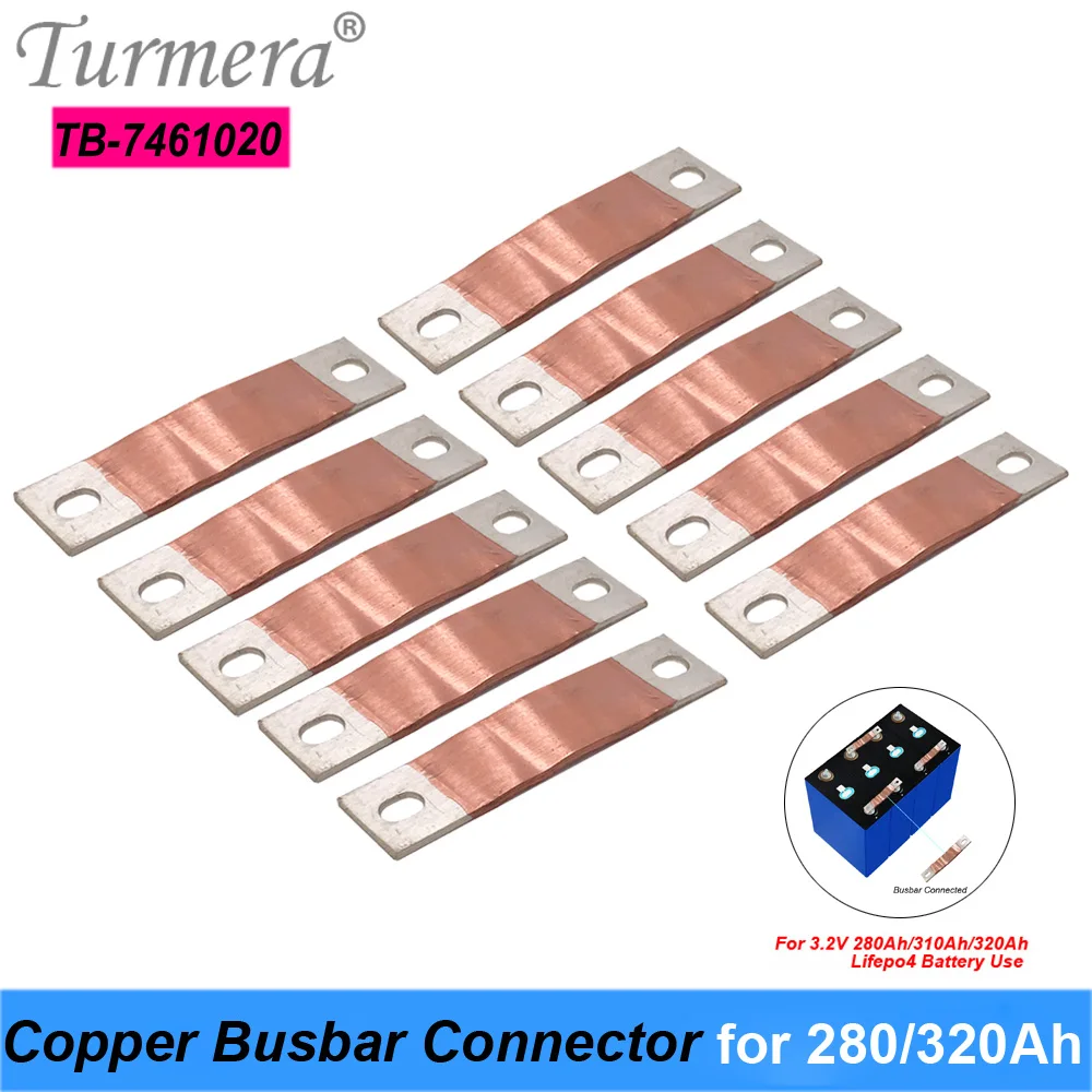 Turmera 12V 48V Busbar Lifepo4 Battery Flexible Pure Copper Connecter 400A Hole to Hole 74mm for 280Ah 320Ah Lifepo4 Battery Use
Turmera 12V 48V Busbar Lifepo4 Battery Flexible Pure Copper Connecter 400A Hole to Hole 74mm for 280Ah 320Ah Lifepo4 Battery Use