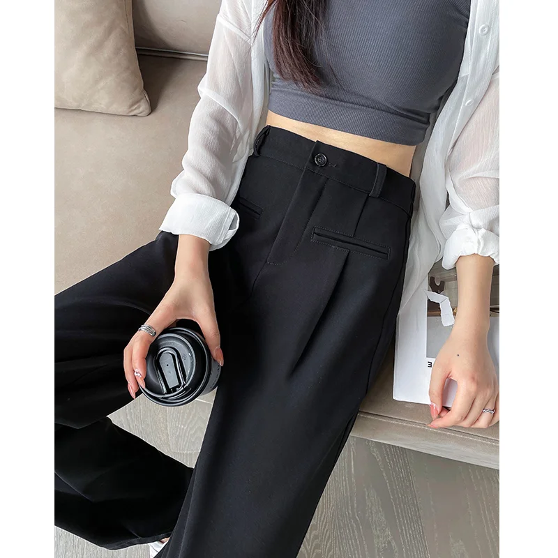 Black Women Straight Pants Korean Fashion High Waist Wide Leg Trousers Ladies 2024 New Office Ladies Suit Casual Pants Q812
Black Women Straight Pants Korean Fashion High Waist Wide Leg Trousers Ladies 2024 New Office Ladies Suit Casual Pants Q812