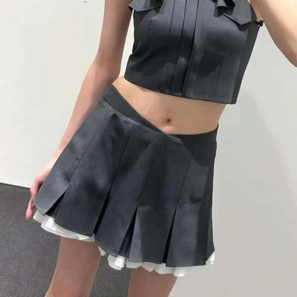 Korean Fashion Grey Ultra Short Skirt Pleated High Waist 3 Layer White Edge Design Double-Layer A-Shaped Skirts 2024 Summer
Korean Fashion Grey Ultra Short Skirt Pleated High Waist 3 Layer White Edge Design Double-Layer A-Shaped Skirts 2024 Summer