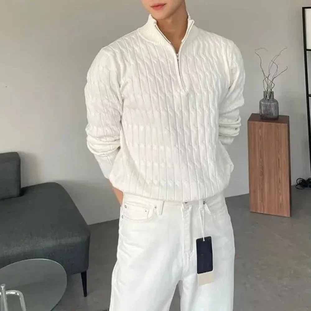Mens Sweater Jacquard Soft Knitted Sweater Korean Style Solid Color Simple Comfortable Warm Long-Sleeved Top Men'S Clothing
Mens Sweater Jacquard Soft Knitted Sweater Korean Style Solid Color Simple Comfortable Warm Long-Sleeved Top Men'S Clothing