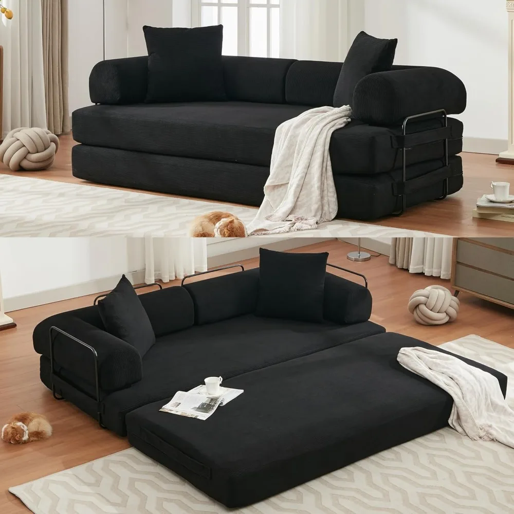 Convertible Sleeper Sofa Bed, Corduroy Folding Sofa Bed with Fixed-Shape Frame, Fold Out Floor Mattress Couch, Lazy Compression
Convertible Sleeper Sofa Bed, Corduroy Folding Sofa Bed with Fixed-Shape Frame, Fold Out Floor Mattress Couch, Lazy Compression