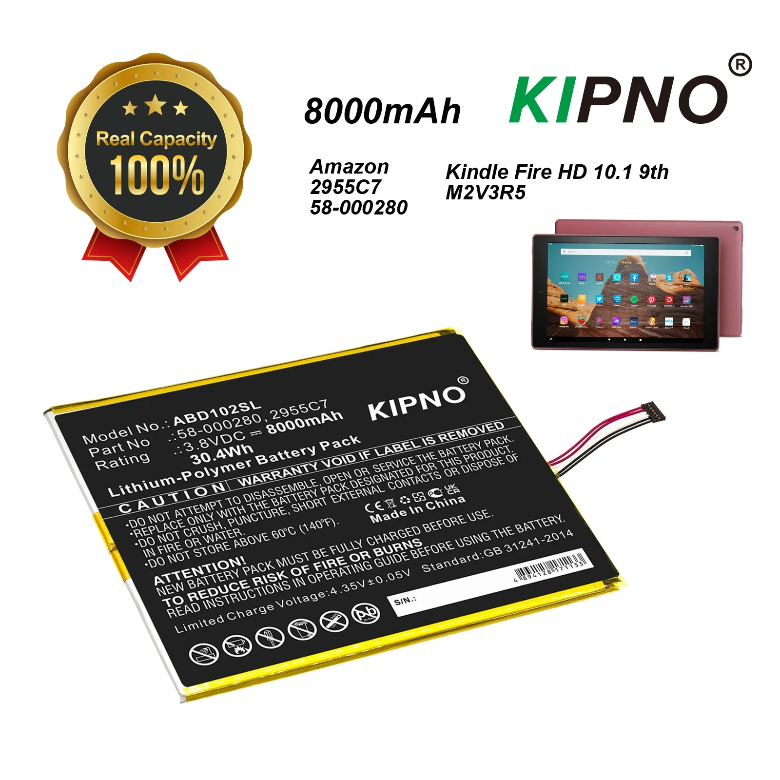 Tablet 8000mAh Battery For Amazon 2955C7 58-000280 Kindle Fire HD 10.1 9th M2V3R5
Tablet 8000mAh Battery For Amazon 2955C7 58-000280 Kindle Fire HD 10.1 9th M2V3R5