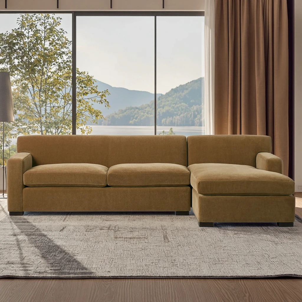 Two-Piece Contemporary Fabric Chaise Sectional Sofa Set Modular with Corner Design for Hotel Villa Hall Use Filled with Sponge
Two-Piece Contemporary Fabric Chaise Sectional Sofa Set Modular with Corner Design for Hotel Villa Hall Use Filled with Sponge