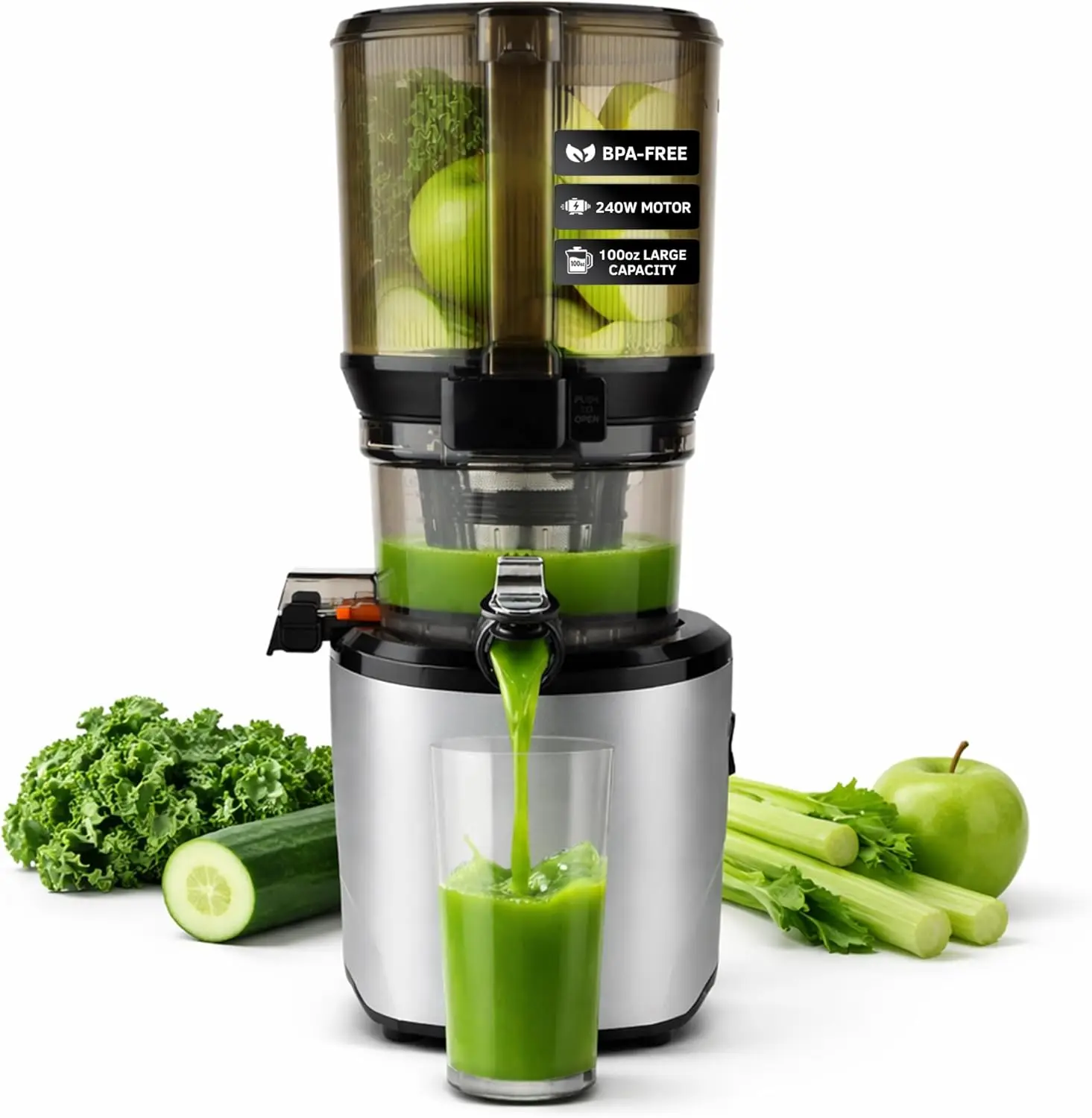 AUTO10 Cold Press Juicer Machine - Self-Feeding for Hands-Free Use - Easy to Clean, Quiet 240W Motor, 100 oz Large Masticating
AUTO10 Cold Press Juicer Machine - Self-Feeding for Hands-Free Use - Easy to Clean, Quiet 240W Motor, 100 oz Large Masticating