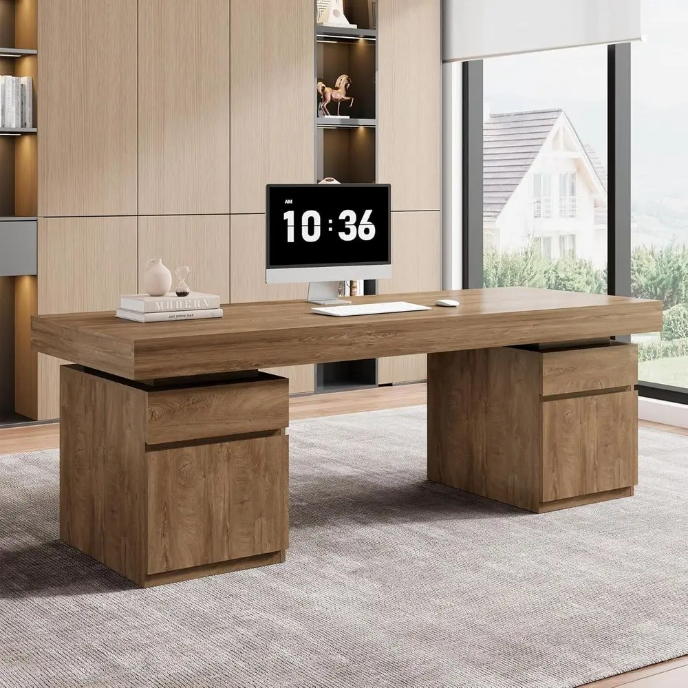 Wood Executive Desk with 2 Cabi& Ders, ern Rustic Oice Desk with Storage, 71-Inch Large Computuer Desk Writing Table or BusinWor
Wood Executive Desk with 2 Cabi& Ders, ern Rustic Oice Desk with Storage, 71-Inch Large Computuer Desk Writing Table or BusinWor