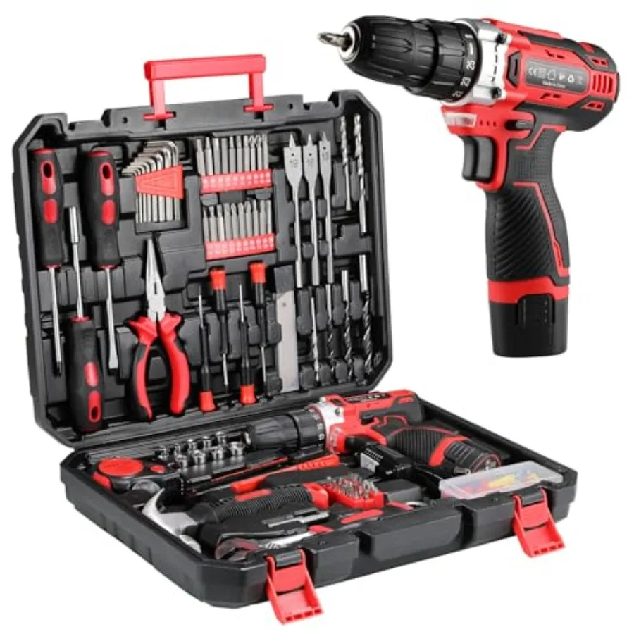 Complete Home Tool Kit with 12V Cordless Drill and Magnetic Bits 138Pcs All-in-One Set for DIY Repairs and Assembly Durable Cas
Complete Home Tool Kit with 12V Cordless Drill and Magnetic Bits 138Pcs All-in-One Set for DIY Repairs and Assembly Durable Cas