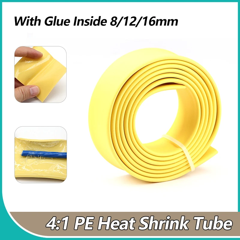 Yellow 4:1 Heat Shrink Tube With Glue Inside 8mm 12mm 16mm Dual Wall Thermoretractile Tube Cable Shrink Wrap Protector Sleeving
Yellow 4:1 Heat Shrink Tube With Glue Inside 8mm 12mm 16mm Dual Wall Thermoretractile Tube Cable Shrink Wrap Protector Sleeving