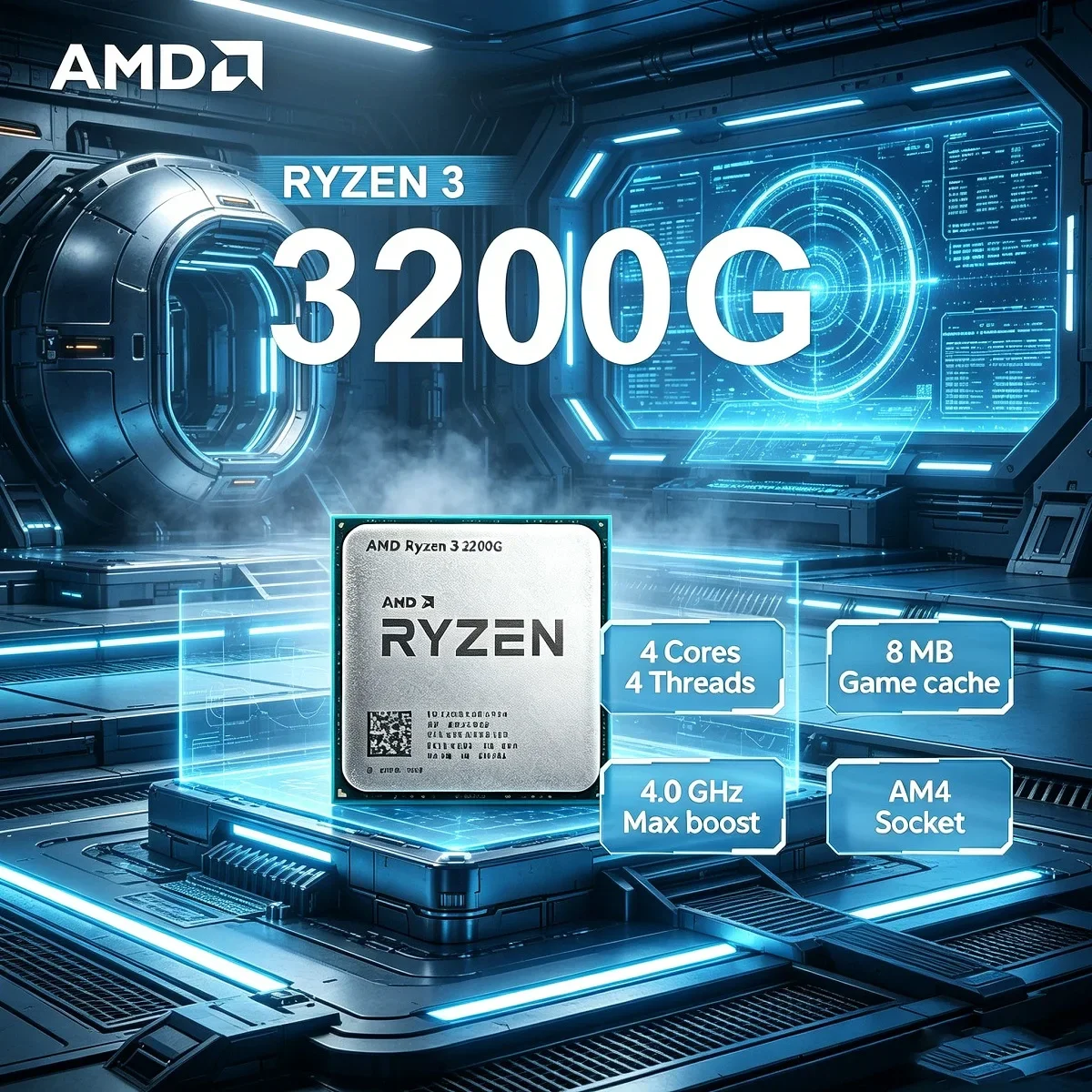 AMD Ryzen 3 3200G Radeon Vega 8 Graphics R3 3200G 3.6GHz Quad-Core 4-Thread Desktop Processor 65W AM4 Gaming CPU
AMD Ryzen 3 3200G Radeon Vega 8 Graphics R3 3200G 3.6GHz Quad-Core 4-Thread Desktop Processor 65W AM4 Gaming CPU