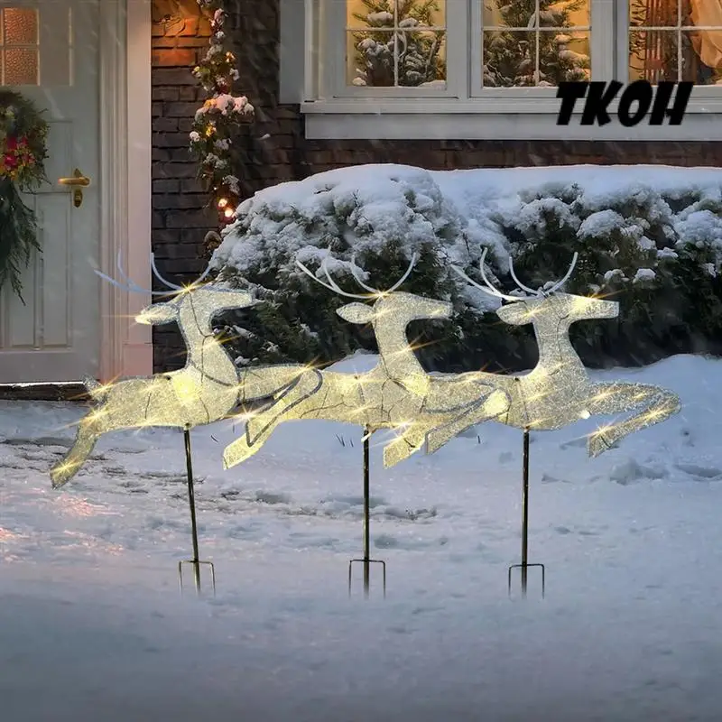 TKOH-Home Christmas Yard Decoration, Set Of 3 Pre-Lit White Reindeer With White Lights, Light Up Glittered Standing Reindeer
TKOH-Home Christmas Yard Decoration, Set Of 3 Pre-Lit White Reindeer With White Lights, Light Up Glittered Standing Reindeer