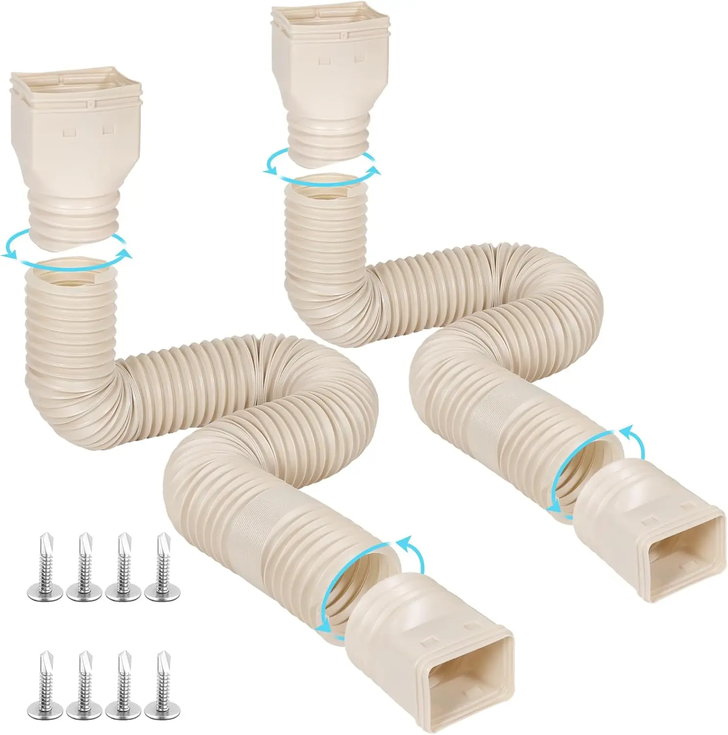 Flexible Rain Gutter Downspout Extension, 21-68 Inch Adjustable Drain Extender for 2x3 to 3.5x4 Downspouts, 2 Pack with Adapters
Flexible Rain Gutter Downspout Extension, 21-68 Inch Adjustable Drain Extender for 2x3 to 3.5x4 Downspouts, 2 Pack with Adapters