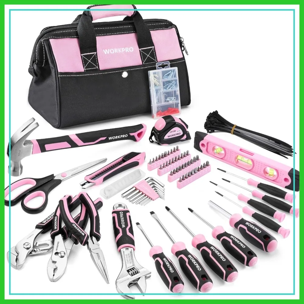 277 PCS Pink Tool Set for Women, Home Repairing Kit with Pink Tool Bag, Portable Household Tools Including Hammer, Screwdriver
277 PCS Pink Tool Set for Women, Home Repairing Kit with Pink Tool Bag, Portable Household Tools Including Hammer, Screwdriver