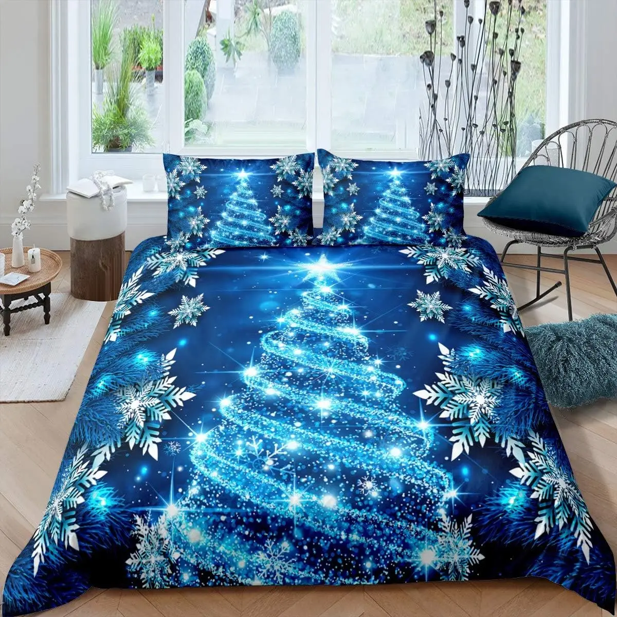 Christmas Tree Duvet Cover Blue Xmas Theme Bedding Set Snowflake for Girls Daughter Bedroom Decor Girly Glitter Cover King 3Pcs
Christmas Tree Duvet Cover Blue Xmas Theme Bedding Set Snowflake for Girls Daughter Bedroom Decor Girly Glitter Cover King 3Pcs