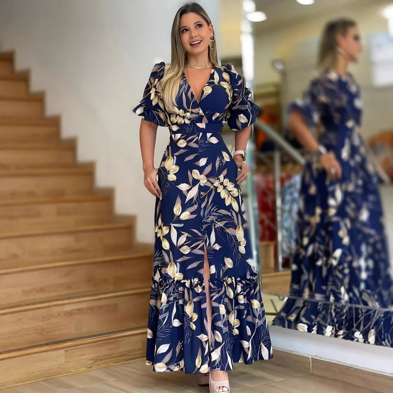 New European and American Women's Clothing Best-Selling New Type Hot SaleVCollar Elegant Stitching Ruffles Slit Hemline Dress
New European and American Women's Clothing Best-Selling New Type Hot SaleVCollar Elegant Stitching Ruffles Slit Hemline Dress