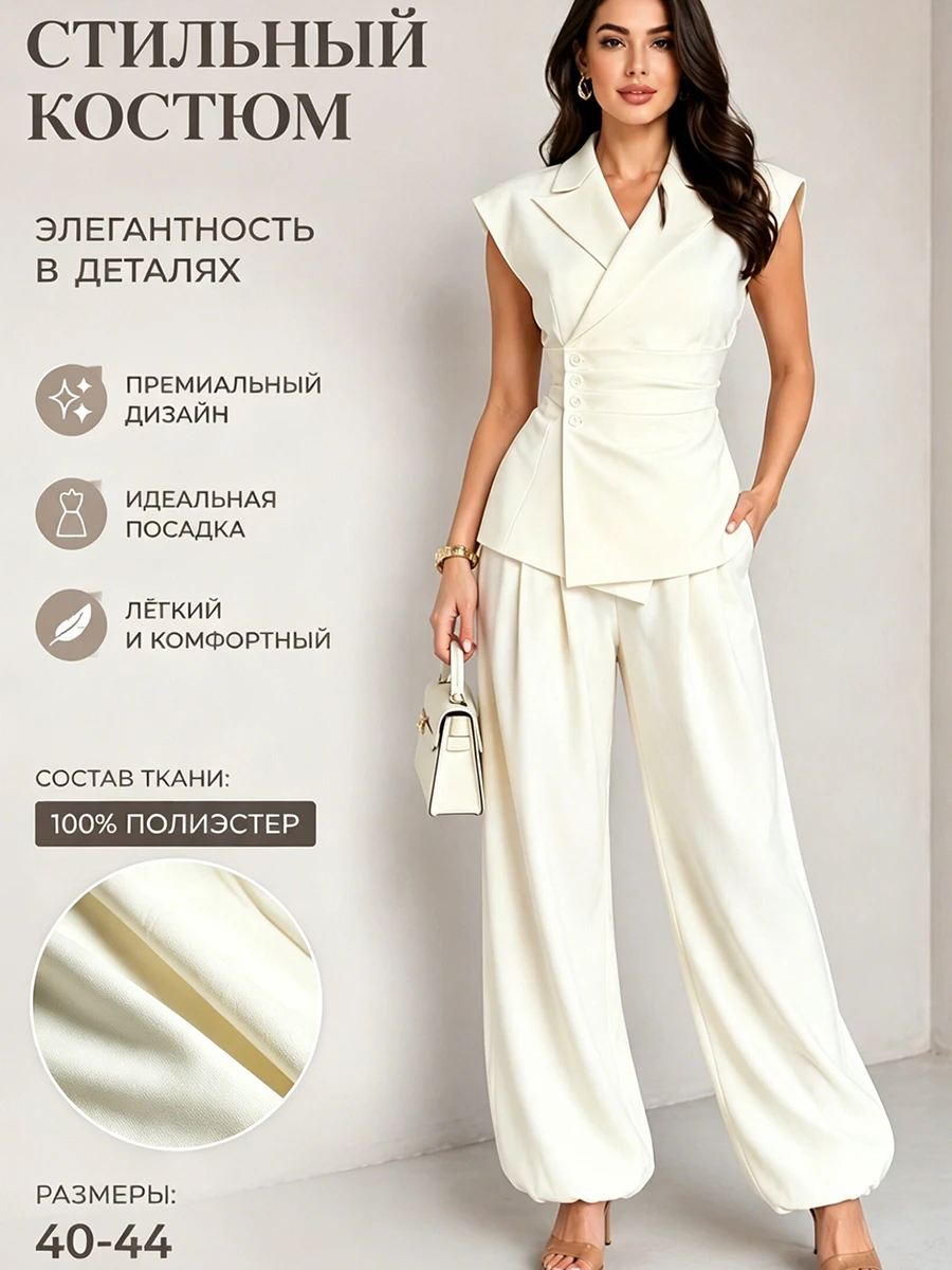 LIMO Women Elegant 2 Piece Set Sleeveless Blazer Top & Wide Leg Pants Suit Office Business Formal Outfit for Work Party
LIMO Women Elegant 2 Piece Set Sleeveless Blazer Top & Wide Leg Pants Suit Office Business Formal Outfit for Work Party