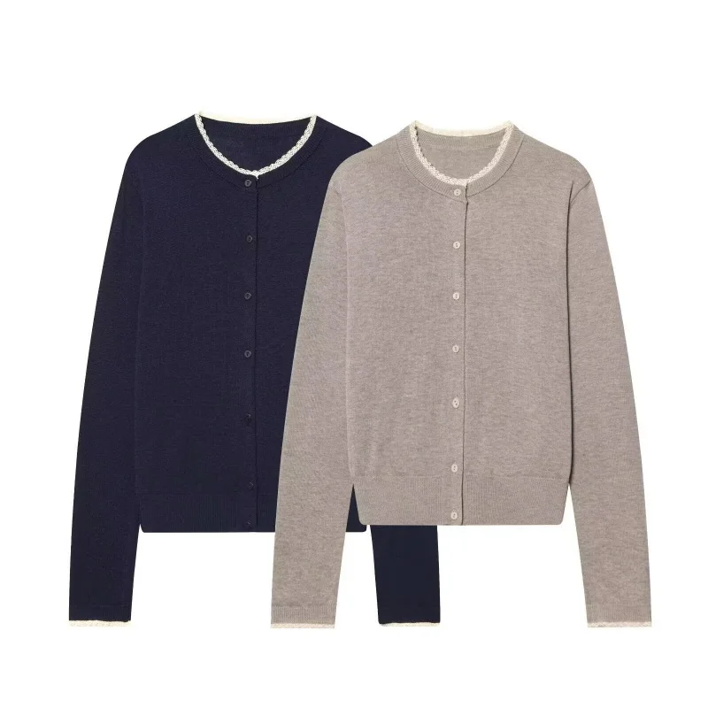 Spring Autumn O-Neck Long Sleeve Single Breasted Lace Decoration Knitted Cardigan Women Versatile Tops Female Casual Wear 2026
Spring Autumn O-Neck Long Sleeve Single Breasted Lace Decoration Knitted Cardigan Women Versatile Tops Female Casual Wear 2026