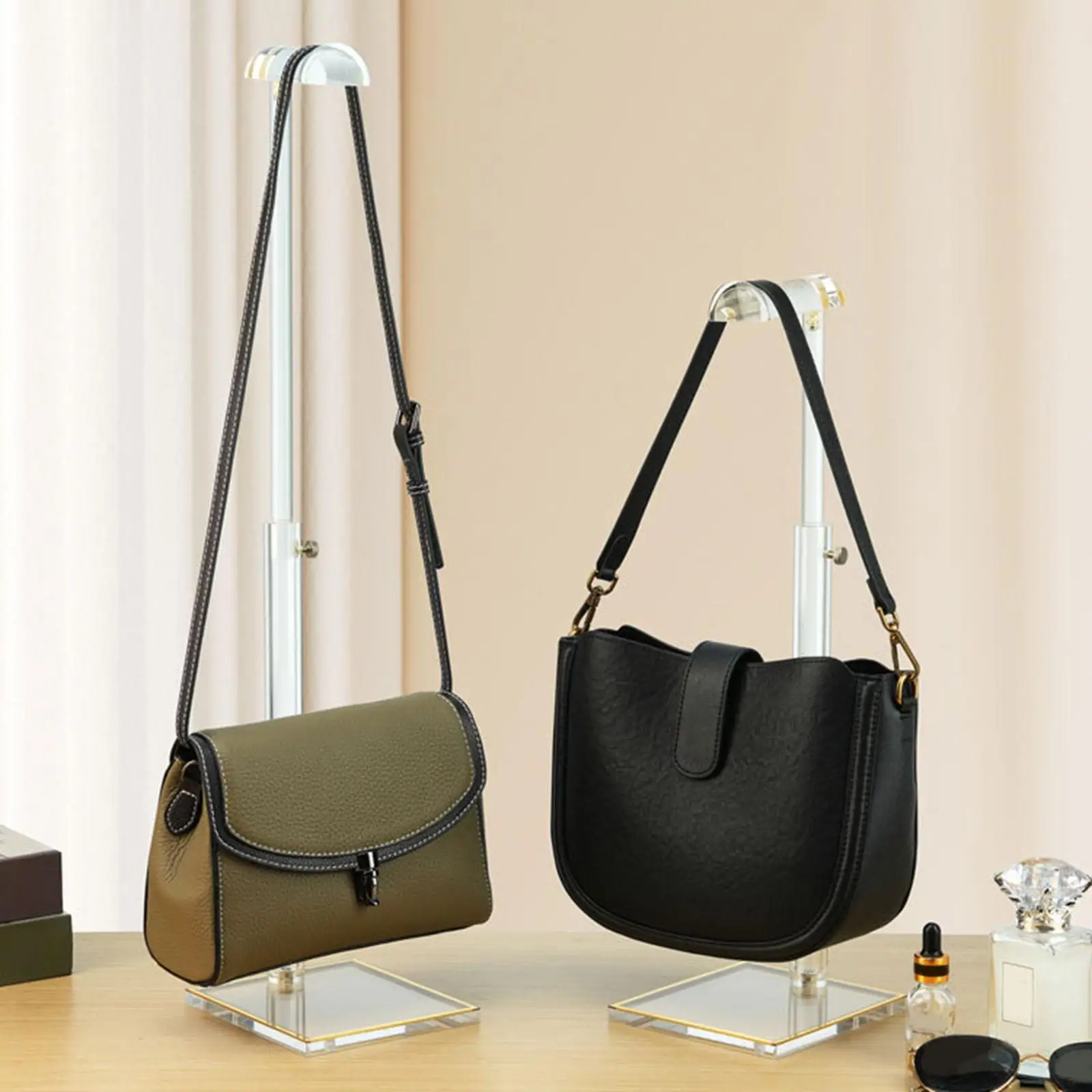 Bag Display Stand Height Adjustable Clear Acrylic Handbag Rack for Desk Shopping Mall
Bag Display Stand Height Adjustable Clear Acrylic Handbag Rack for Desk Shopping Mall