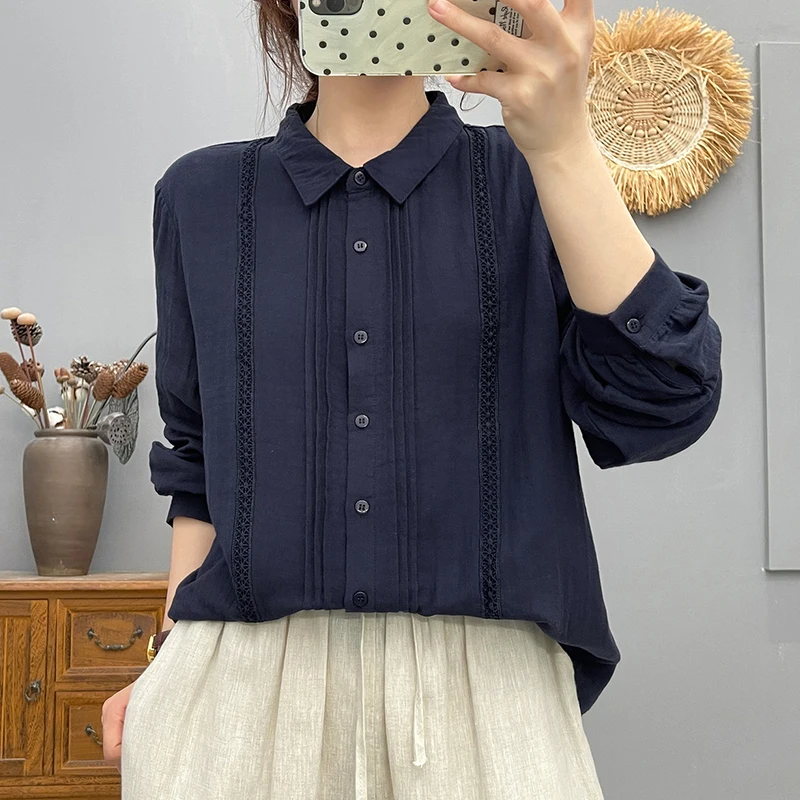 Spring Autumn Elegant Accordion Lace Double-layer Cotton Tops Women Clothes Long-sleeved New Slimming Shirts & Blouses U001
Spring Autumn Elegant Accordion Lace Double-layer Cotton Tops Women Clothes Long-sleeved New Slimming Shirts & Blouses U001