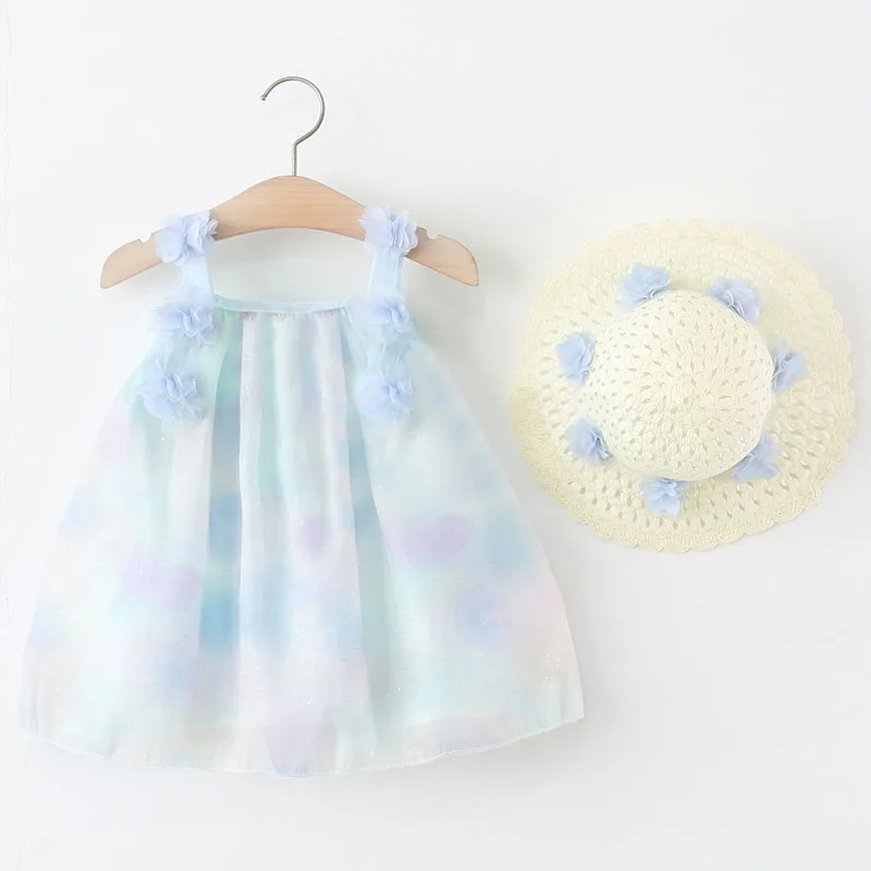 Summer Baby Clothes Little Girl Dresses Korean Fashion Cute Flower Sleeveless Mesh Blue Dress+Sunhat Boutique kids clothing B086
Summer Baby Clothes Little Girl Dresses Korean Fashion Cute Flower Sleeveless Mesh Blue Dress+Sunhat Boutique kids clothing B086