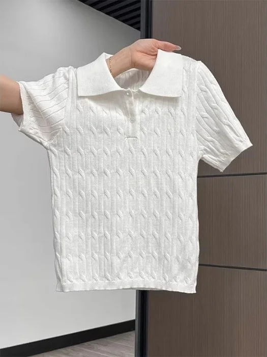 White Knot Embroidered Short Sleeve Knitted Neck Slim Fit Women's Top Spring New Style Comfortable Medium Soft...
White Knot Embroidered Short Sleeve Knitted Neck Slim Fit Women's Top Spring New Style Comfortable Medium Soft...