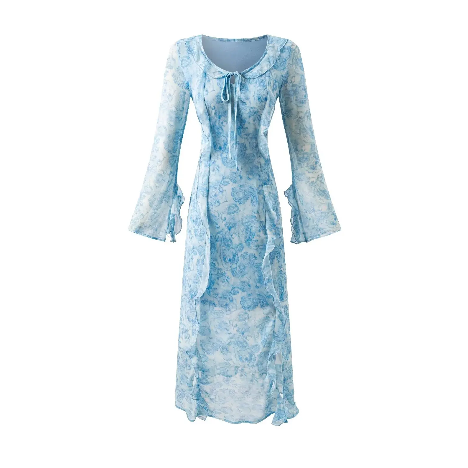 Sexy Spicy Floral Print Slimming Dress with Bell Sleeves And Bow Tie High Waist Vintage Style City Commute Casual Beachwear
Sexy Spicy Floral Print Slimming Dress with Bell Sleeves And Bow Tie High Waist Vintage Style City Commute Casual Beachwear