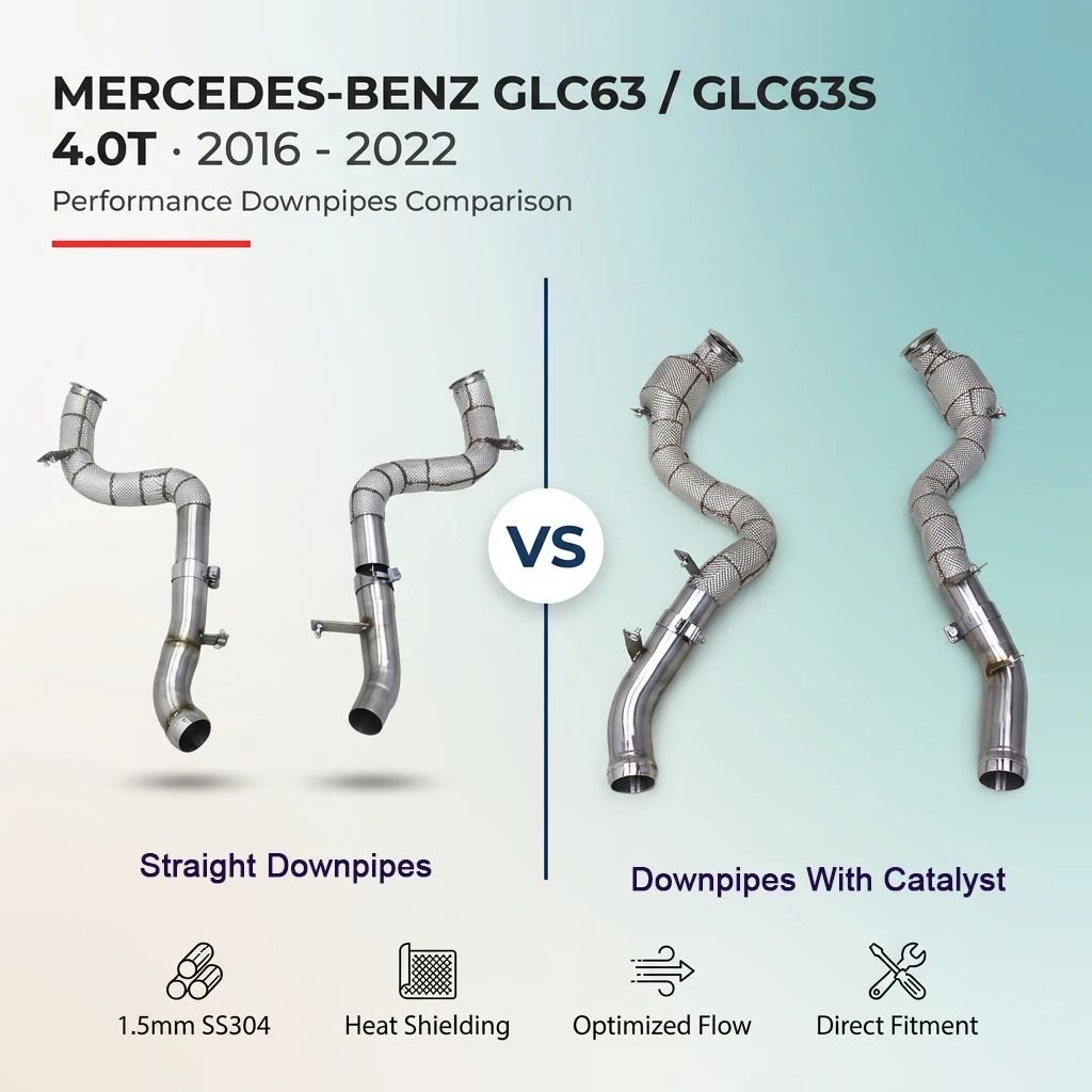 SUS304 Exhaust Downpipe For Mercedes Benz GLC63 AMG 4.0T 2018-2019 Straight Downpipes/With Catalyst 100/200/300 Cells
SUS304 Exhaust Downpipe For Mercedes Benz GLC63 AMG 4.0T 2018-2019 Straight Downpipes/With Catalyst 100/200/300 Cells