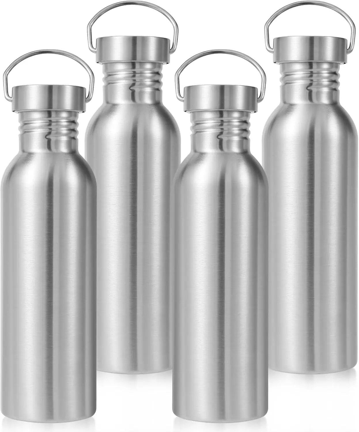 26oz Stainless Steel Water Bottles 4 Pack, Insulated Single Wall, BPA-Free, Handle, 18/8 Metal, for Camping & Hiking
26oz Stainless Steel Water Bottles 4 Pack, Insulated Single Wall, BPA-Free, Handle, 18/8 Metal, for Camping & Hiking