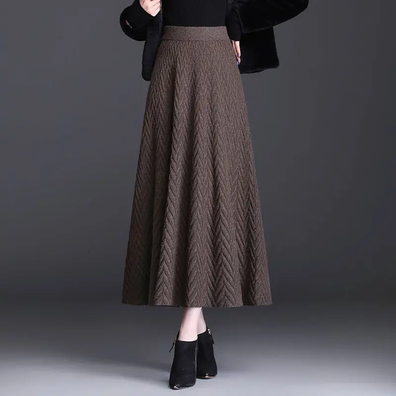High Waist Knit Long Skirt Women Black Mid-Length Temperament Pure Color A-Line Skirt Autumn Korean Winter Thicken Warm M198
High Waist Knit Long Skirt Women Black Mid-Length Temperament Pure Color A-Line Skirt Autumn Korean Winter Thicken Warm M198