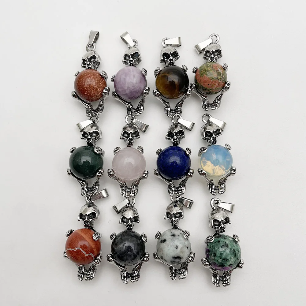 12PC Alloy Natural Stone Skull Pendants Ball Spheres Gothic Power Necklace Pendulum Jewelry accessories High Quality wholesale
12PC Alloy Natural Stone Skull Pendants Ball Spheres Gothic Power Necklace Pendulum Jewelry accessories High Quality wholesale