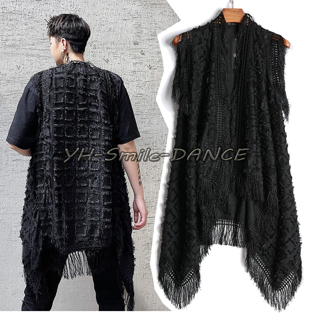 Tassel Punk Hip Hop Long Vest Nightclub DJ Stage Cloak Costume Men Casual Sleeveless Jacket Waist Coat Spring Autumn Men Fashion
Tassel Punk Hip Hop Long Vest Nightclub DJ Stage Cloak Costume Men Casual Sleeveless Jacket Waist Coat Spring Autumn Men Fashion