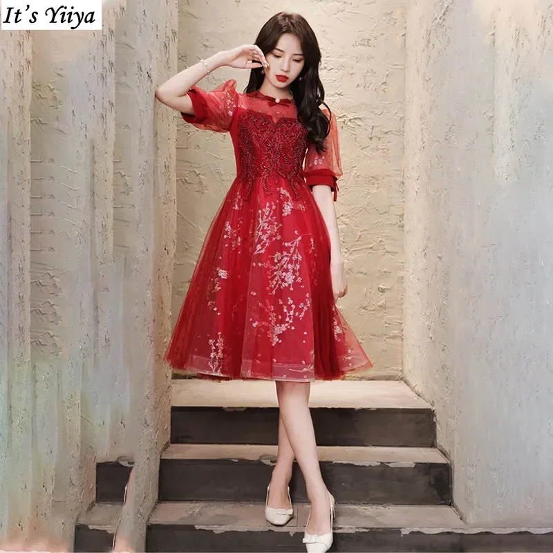 It's Yiiya Customized Prom Gown Wine Red Glitters O-Neck Short Sleeves Knee-Length Zipper Back Plus Size Women Party Formal Gown
It's Yiiya Customized Prom Gown Wine Red Glitters O-Neck Short Sleeves Knee-Length Zipper Back Plus Size Women Party Formal Gown