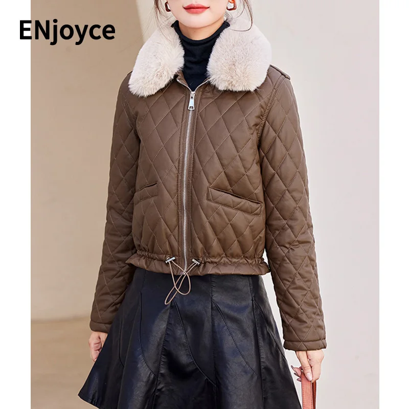 Women's Winter Thick Coats Casual Pocket Short Zipper Biker Inner Fleece Faux Leather Fur Stitching Jacket Woman
Women's Winter Thick Coats Casual Pocket Short Zipper Biker Inner Fleece Faux Leather Fur Stitching Jacket Woman