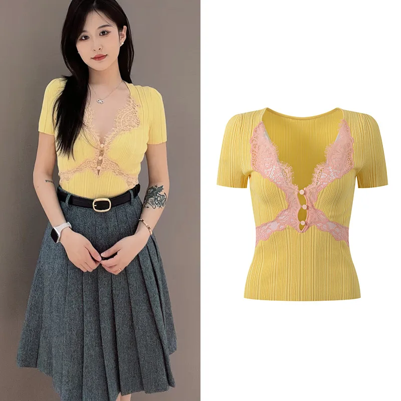 High-End Version Lace Hollow out Slim Fit ort Sve V-Ne Knitted Top Base Layer Yellow Buttercr French Sle Women's ...
High-End Version Lace Hollow out Slim Fit ort Sve V-Ne Knitted Top Base Layer Yellow Buttercr French Sle Women's ...