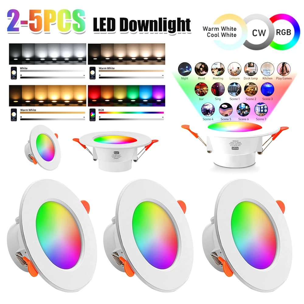 2-5PCS RGB Smart Spotlight Bluetooth-Compatible Recessed Ceiling Lamp 2700K-6500K Recessed Down Light for Living Room Bedroom
2-5PCS RGB Smart Spotlight Bluetooth-Compatible Recessed Ceiling Lamp 2700K-6500K Recessed Down Light for Living Room Bedroom