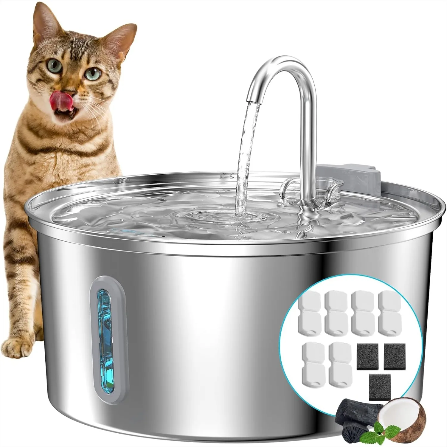 Cat Water Fountain Stainless Steel 108oz/3.2L with Quadruple Filtration for Indoor Cats
Cat Water Fountain Stainless Steel 108oz/3.2L with Quadruple Filtration for Indoor Cats