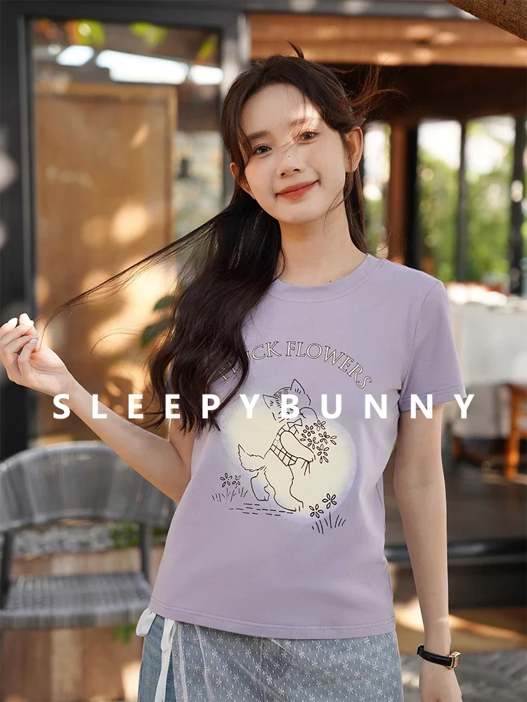 Sweet Cat Print T-Shirt Women Summer Loose Fit Casual Round Neck Short Sleeve Tee Korean Style Slimming Soft Top for Daily Wear
Sweet Cat Print T-Shirt Women Summer Loose Fit Casual Round Neck Short Sleeve Tee Korean Style Slimming Soft Top for Daily Wear