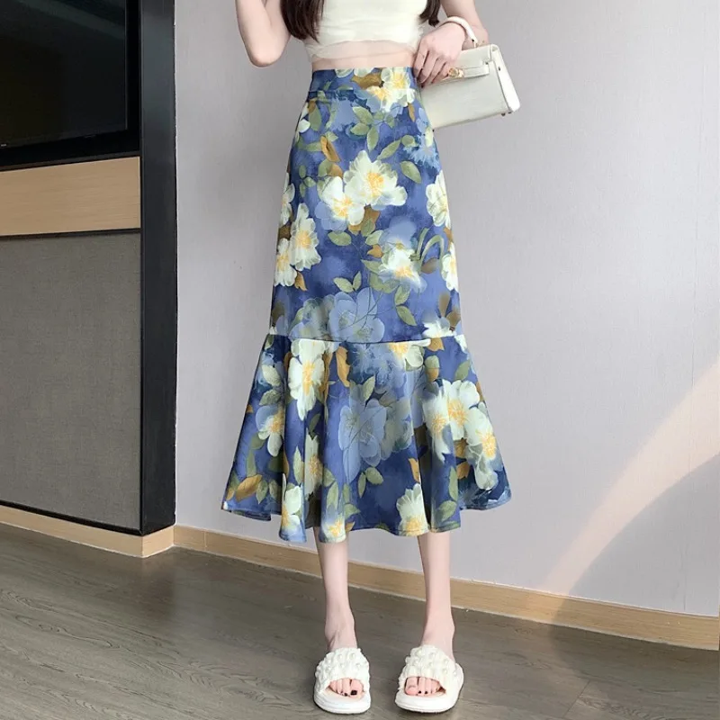 Retro Chic Floral Print Mermaid Skirts Womens 2024 New Summer Fashion Slim High Waist Bodycon Midi Skirt Female Elegant
Retro Chic Floral Print Mermaid Skirts Womens 2024 New Summer Fashion Slim High Waist Bodycon Midi Skirt Female Elegant