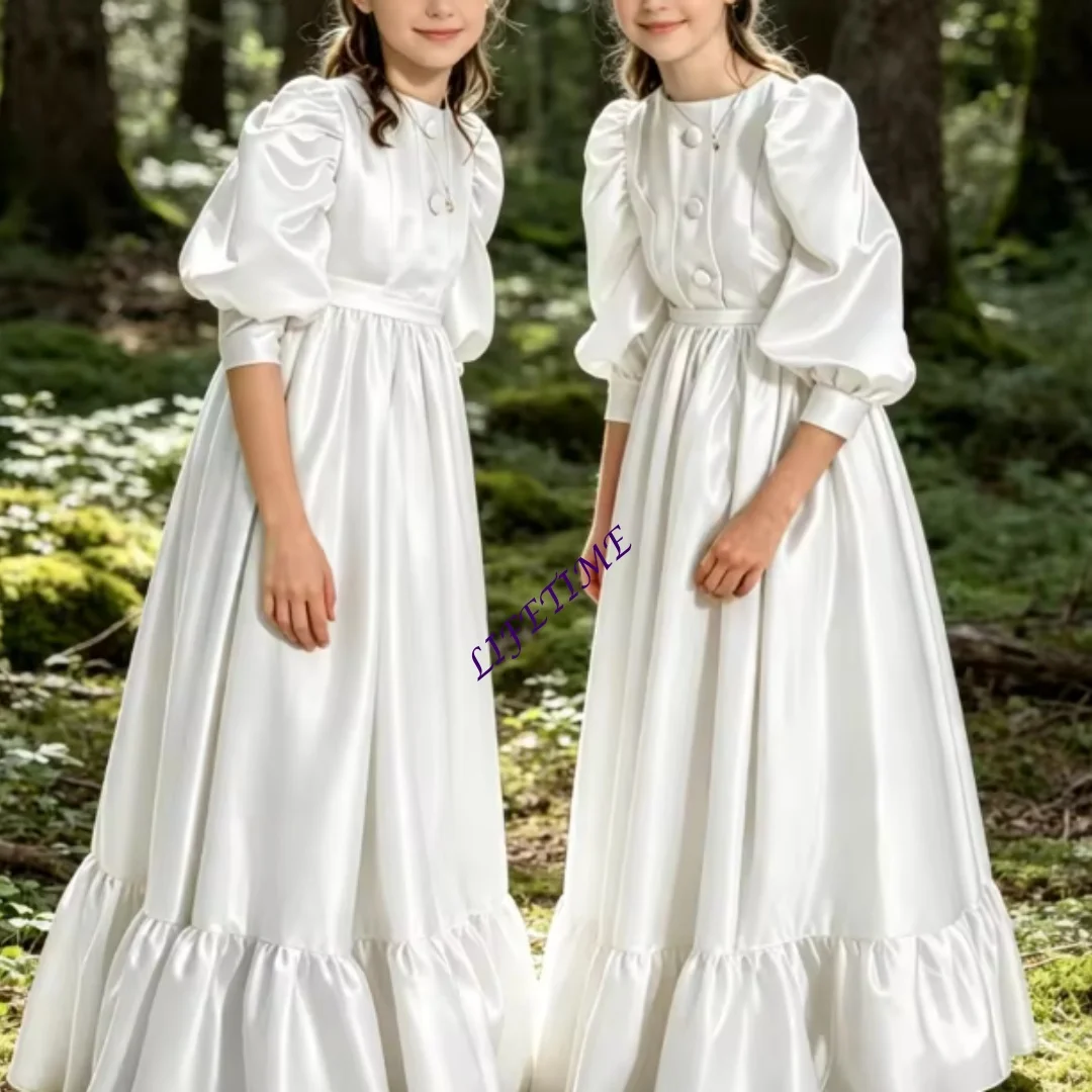 Customized Flower Girl Dress For Wedding Bow Half Sleeve High Waist Floor Length Kids Birthday Party First Communion Gown
Customized Flower Girl Dress For Wedding Bow Half Sleeve High Waist Floor Length Kids Birthday Party First Communion Gown