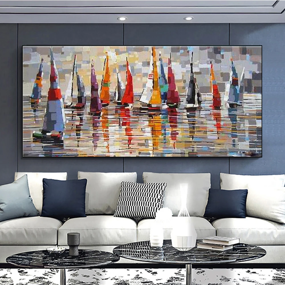 Large Wall Art Handmade Abstract Sailing Boat Oil Painting On Canvas Textured Artwork Golden Paintings For Home Wall Decoration
Large Wall Art Handmade Abstract Sailing Boat Oil Painting On Canvas Textured Artwork Golden Paintings For Home Wall Decoration