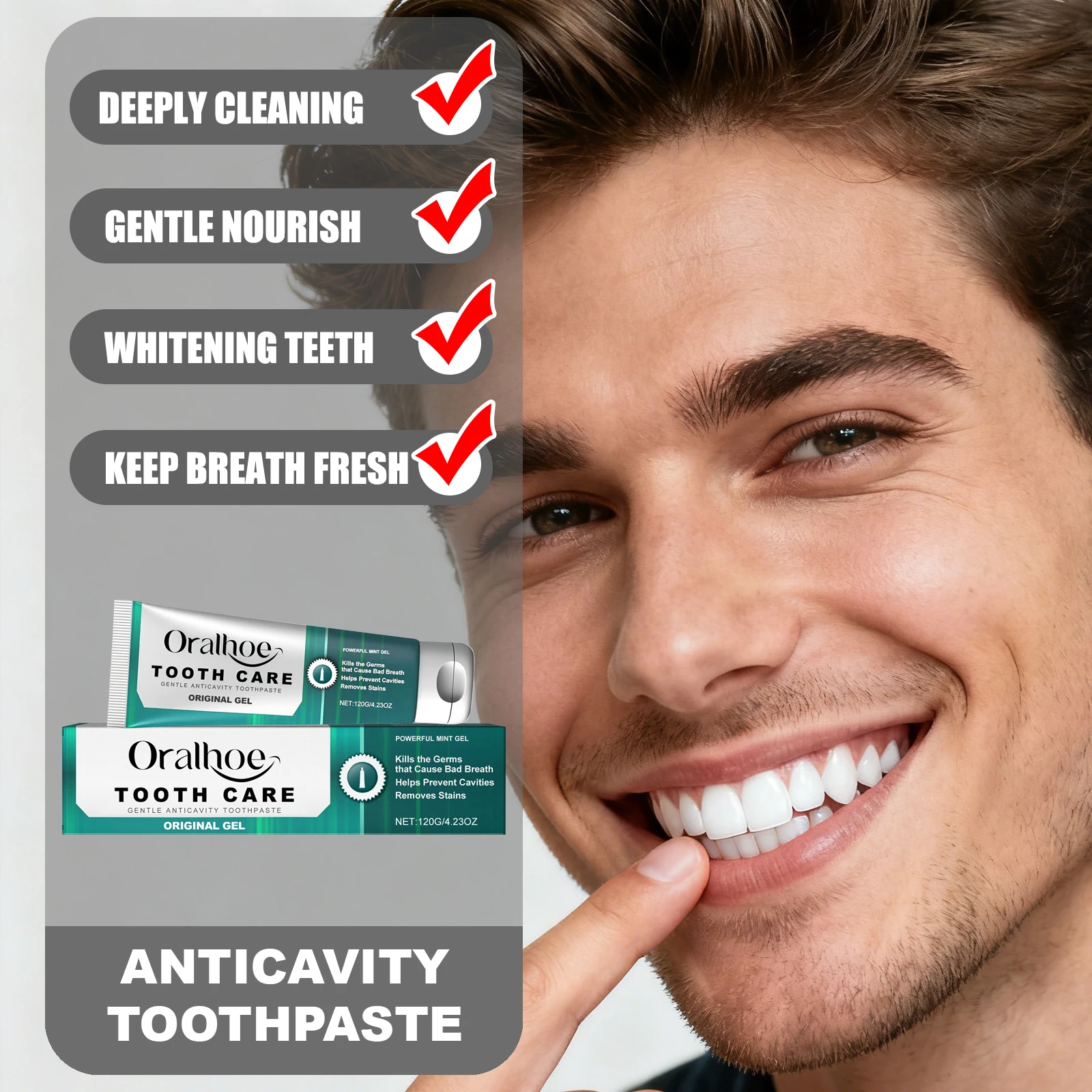 ORALHOE Anticavity Toothpaste Clean Teeth Surface Reduce Tartar Soothe Gum Discomfort Remove Bad Breath Whiten Teeth
ORALHOE Anticavity Toothpaste Clean Teeth Surface Reduce Tartar Soothe Gum Discomfort Remove Bad Breath Whiten Teeth 