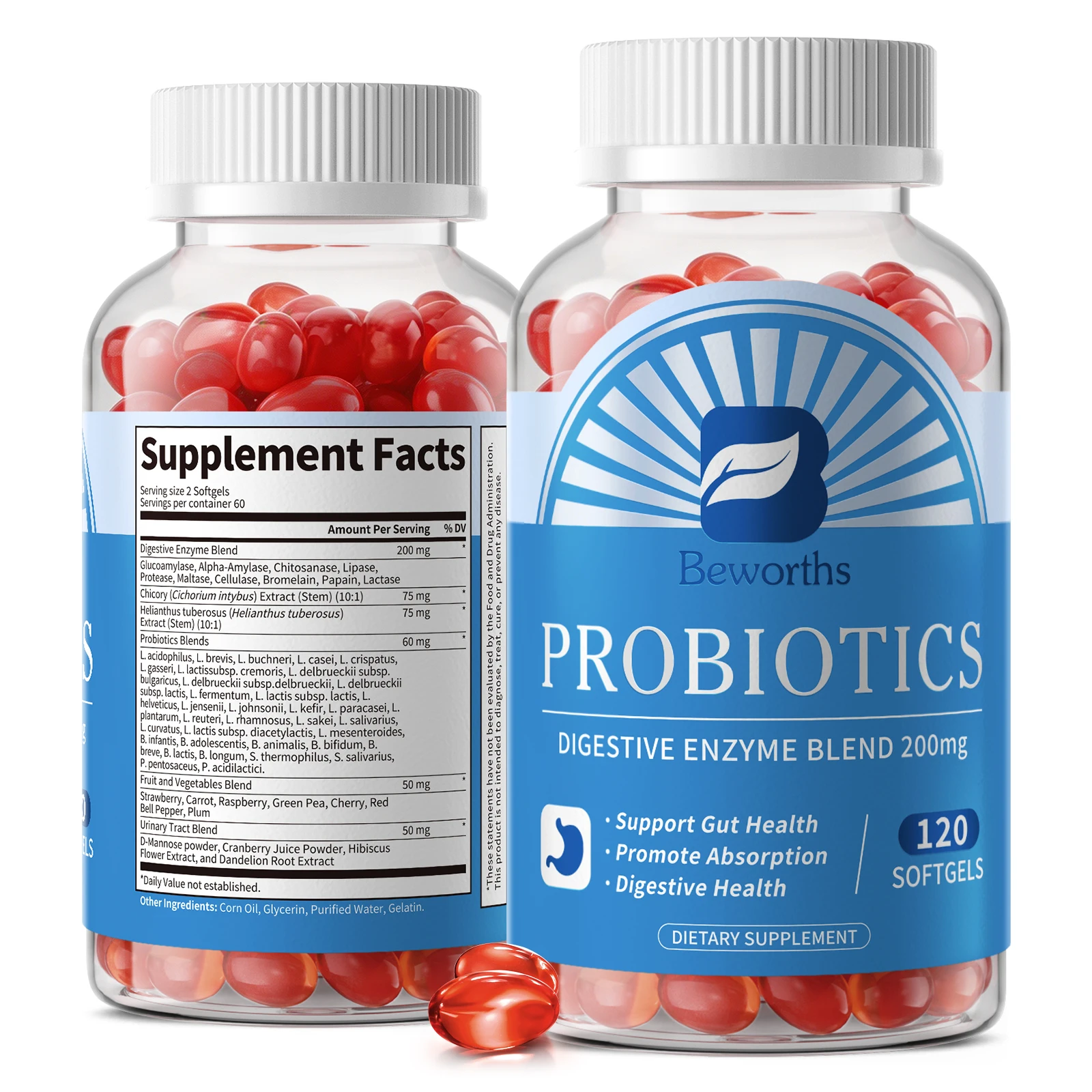 BEWORTHS 120pcs Probiotic Digestive Enzyme Blend Supplement Promote Digestive Health Maintain Intestinal Microflora Balance
BEWORTHS 120pcs Probiotic Digestive Enzyme Blend Supplement Promote Digestive Health Maintain Intestinal Microflora Balance