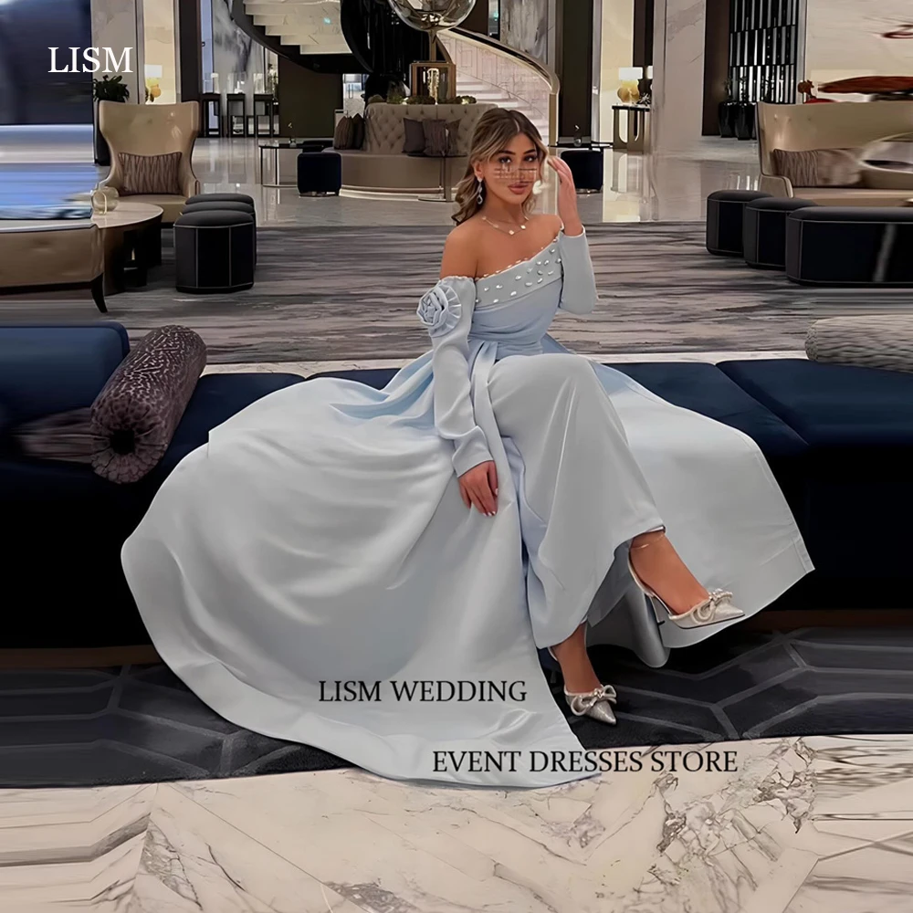 LISM Elegant Light Blue Evening Dresses Crystal Long Sleeves Beads Saudi Arabic Women Prom Gowns Formal Party Dress Vestidos
LISM Elegant Light Blue Evening Dresses Crystal Long Sleeves Beads Saudi Arabic Women Prom Gowns Formal Party Dress Vestidos