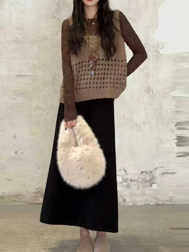 American Style Hollow out Sleeveless Knitted Vest Long Sleeve T Shirt Women's Loose Design Sensation Layered Top Casual Fashion
American Style Hollow out Sleeveless Knitted Vest Long Sleeve T Shirt Women's Loose Design Sensation Layered Top Casual Fashion