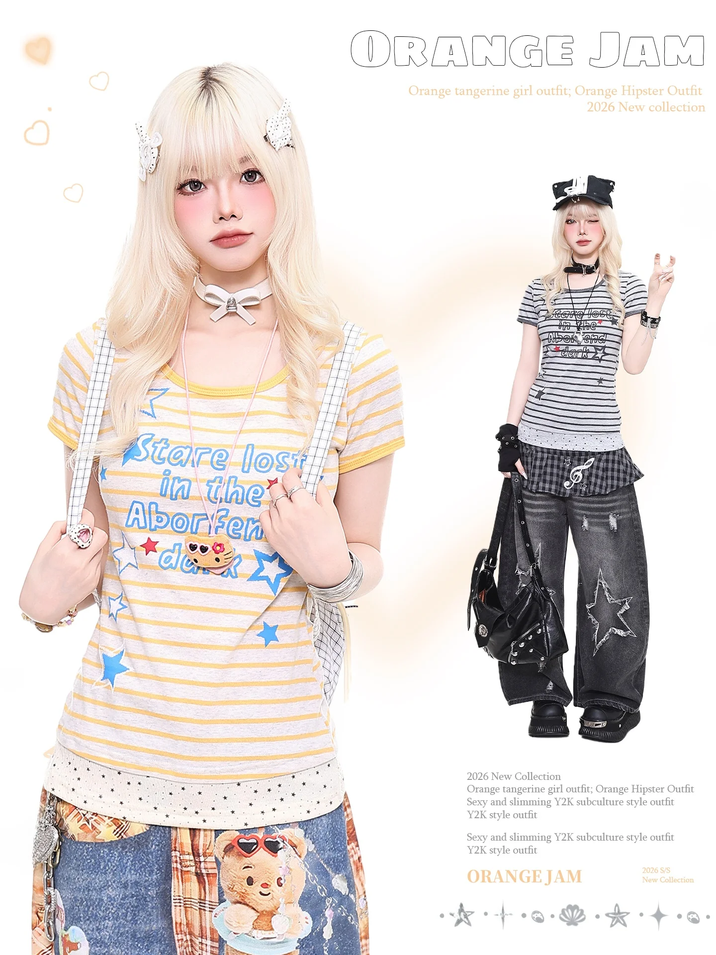 Retro Striped Star Print Short Sleeve T-Shirt Women Slim Fit Polka Dot Splicing Fake Two-Piece Top Orange Marmalade Ladies' C...
Retro Striped Star Print Short Sleeve T-Shirt Women Slim Fit Polka Dot Splicing Fake Two-Piece Top Orange Marmalade Ladies' C...