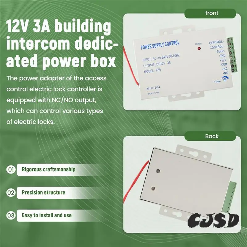 CJSD-K80 Door Access System Electric Power Supply Control DC 12V 3A Miniature Power/Electric Lock Power/Access Control System
CJSD-K80 Door Access System Electric Power Supply Control DC 12V 3A Miniature Power/Electric Lock Power/Access Control System